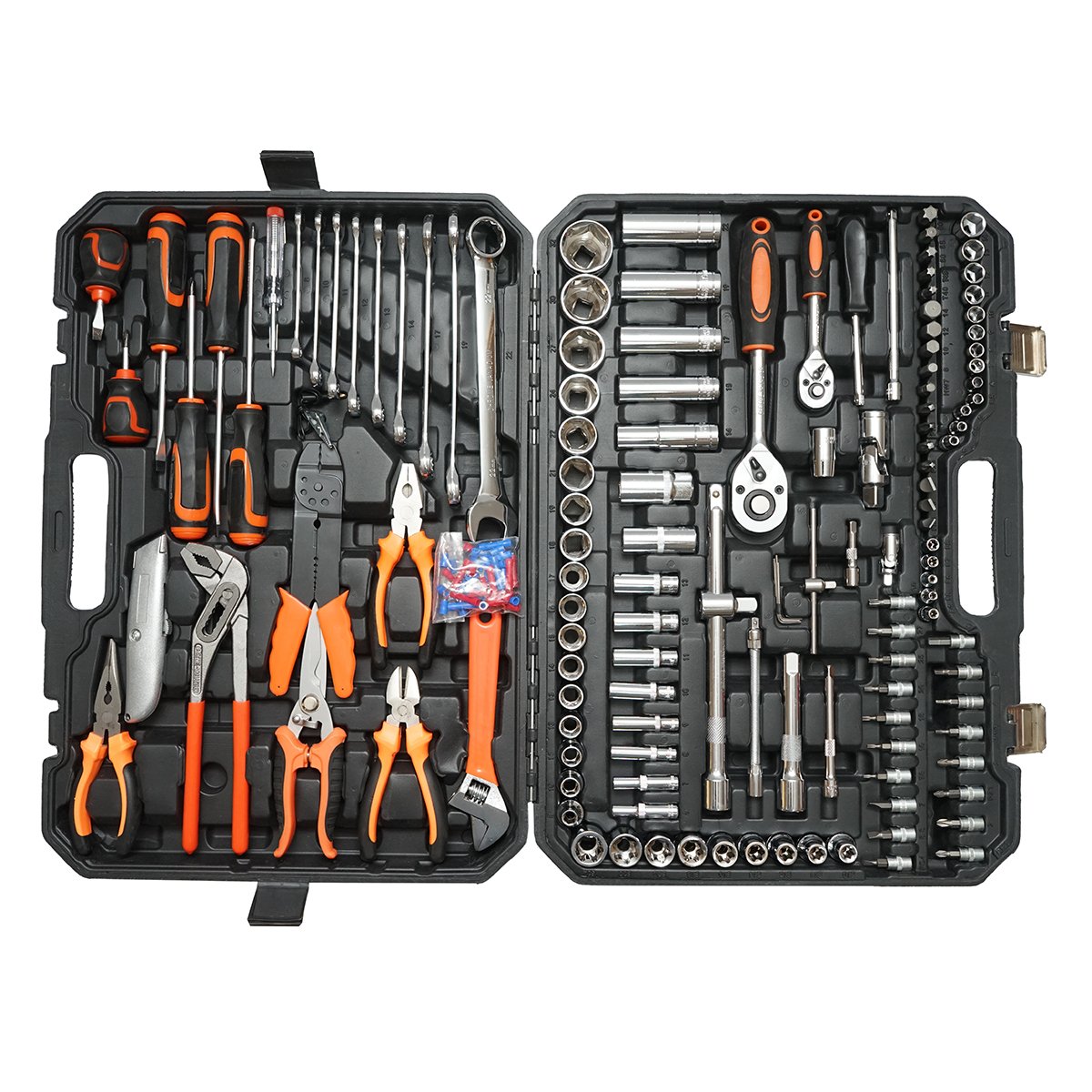 Trusa chei tubulare, chei fixe, biti, torx cu scule si unelte 160 piese Breckner Germany